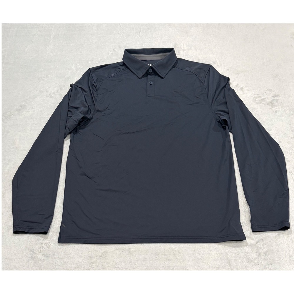 Rhone Mens Commuter Long Sleeve Polo Shirt Medium Navy Blue Performance Active